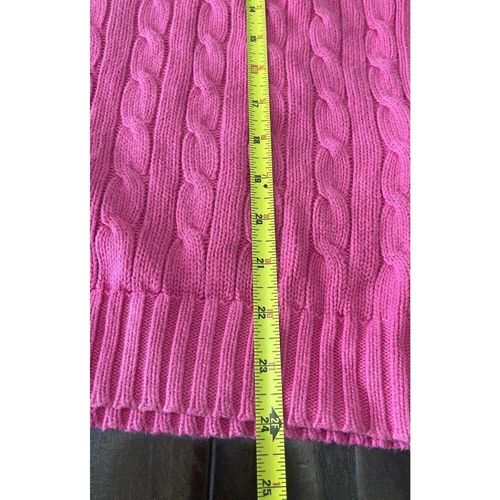 Vintage Ralph Lauren Sport Women's Cable Knit Sweater Size Medium Pink w/yellow - Picture 11 of 13